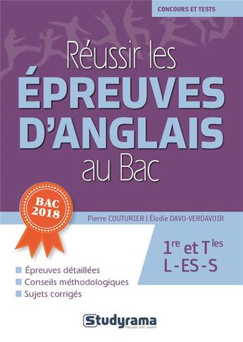 Couverture du livre « Reussir Les Epreuves D'Anglais Au Bac 2018 4e Edition » de Davo Verdavoir Elodi aux éditions Studyrama