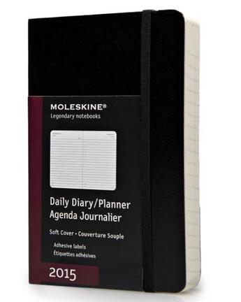 Couverture du livre « Agenda journalier 2015 poche noir couverture souple » de Moleskine aux éditions Moleskine Papet