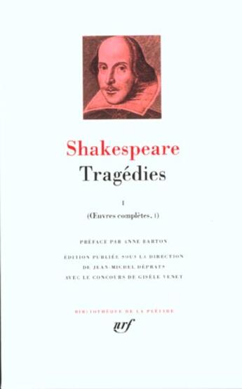 Couverture du livre « Tragédies Tome 1 » de William Shakespeare aux éditions Gallimard