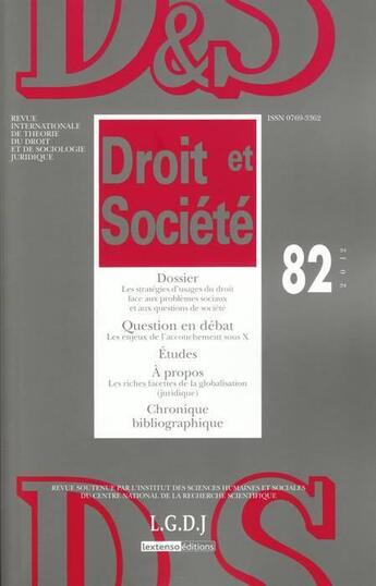 Couverture du livre « Revue droit et societe n 82 - 2012 » de  aux éditions Lgdj