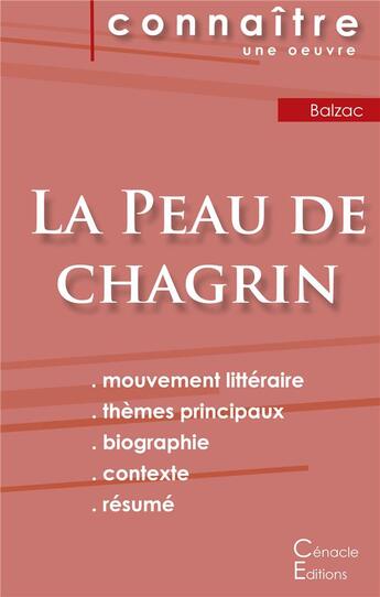 Couverture du livre « La peau de chagrin d'Honoré de Balzac » de  aux éditions Editions Du Cenacle