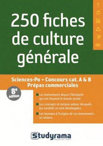 Couverture du livre « 250 fiches de culture générale » de  aux éditions Studyrama