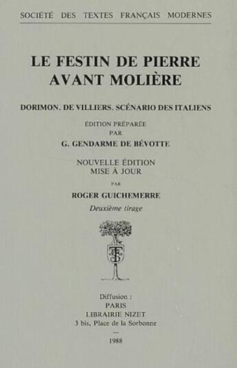 Couverture du livre « Le festin de pierre avant Molière » de Anonyme aux éditions Stfm