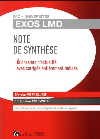 Couverture du livre « Note de synthèse » de Severine Visse-Causse aux éditions Gualino