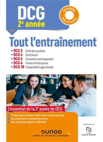 Couverture du livre « DCG 2-4-5-6-10 ; DCG 2e année ; tout l'entraînement (édition 2022/2023) » de Elise Grosjean-Leccia et Gilles Meyer et Josiane Coquet et Anais Brenot et Christine Ameloot aux éditions Dunod