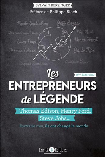 Couverture du livre « Les entepreneurs de légende ; Thomas Edison, Henry Ford, Steve Jobs... partis de rien, ils ont changé le monde » de Sylvain Bersinger aux éditions Enrick B.