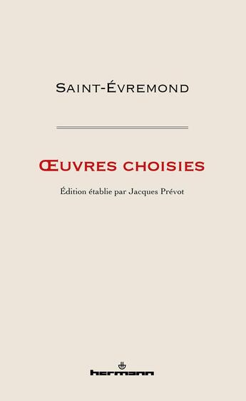 Couverture du livre « OEuvres choisies » de Saint-Evremond aux éditions Hermann