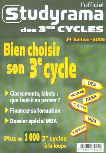 Couverture du livre « Bien choisir son 3e cycle (édition 2005) » de  aux éditions Studyrama