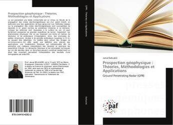 Couverture du livre « Prospection géophysique : Théories, Méthodologies et Applications » de Jamal Belkadid aux éditions Presses Academiques Francophones