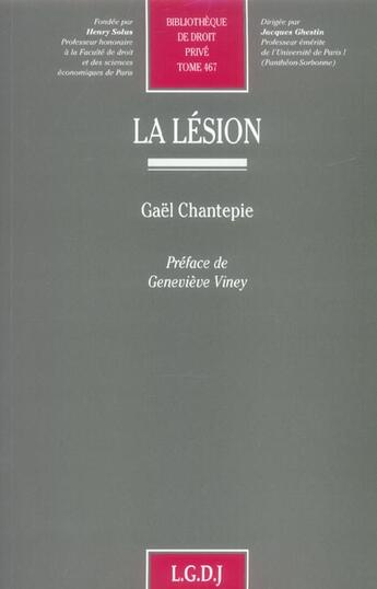 Couverture du livre « La lésion » de Chantepie G. aux éditions Lgdj