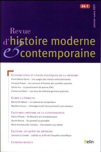 Couverture du livre « Rhmc 64-1 » de  aux éditions Belin