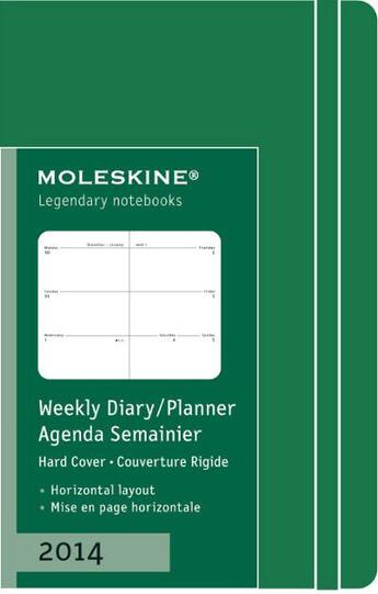 Couverture du livre « Agenda semainier 2014 horizontal très petit format vert couverture rigide » de Moleskine aux éditions Moleskine Papet