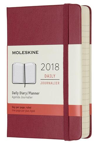 Couverture du livre « Agenda 2018 journalier de poche rigide rose framboise » de  aux éditions Moleskine