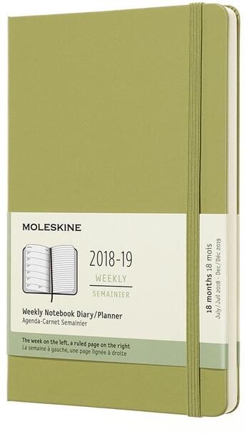 Couverture du livre « Agenda 18 mois semainier 2018 ; 19 grand format vert rigide » de  aux éditions Moleskine