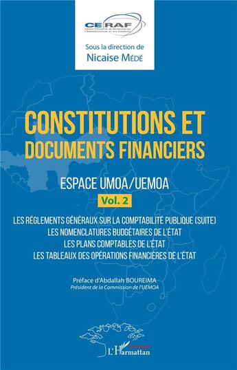 Couverture du livre « Constitutions et documents financiers t.1 ; espace UMOA/UEMOA » de Nicaise Mede aux éditions L'harmattan