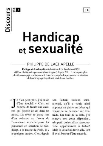 Couverture du livre « Handicap et sexualité » de Philippe De La Chapelle aux éditions Tequi