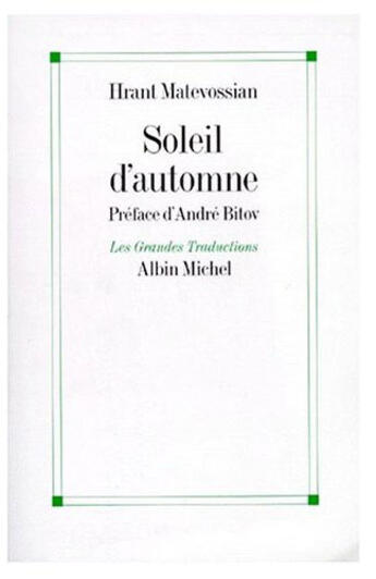 Couverture du livre « Soleil d'automne » de Ter Sarkissian Pierr aux éditions Albin Michel