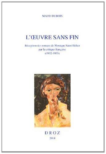 Couverture du livre « L oeuvre sans fin » de Dubois Maud aux éditions Droz