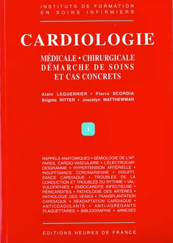 Couverture du livre « Cardiologie medicale chirurgicale demarche de soins et cas » de Alain Leguerrier aux éditions Heures De France