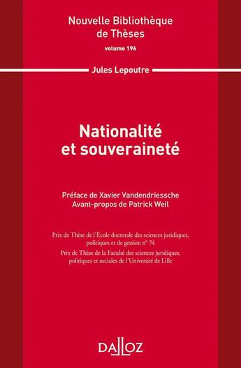 Couverture du livre « Nationalité et souveraineté » de Jules Lepoutre aux éditions Dalloz