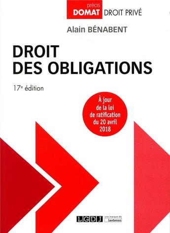 Couverture du livre « Droit des obligations (17e édition) » de Alain Benabent aux éditions Lgdj