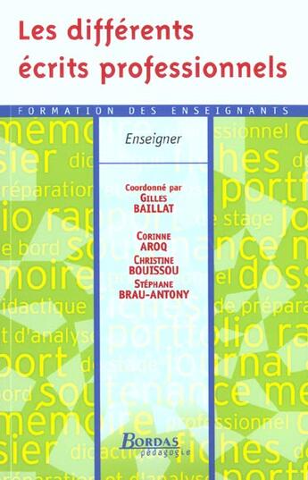 Couverture du livre « Differents ecrits professionne » de Aroq/Bouissou aux éditions Bordas