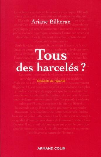 Couverture du livre « Tous des harcelés ? » de Ariane Bilheran aux éditions Armand Colin