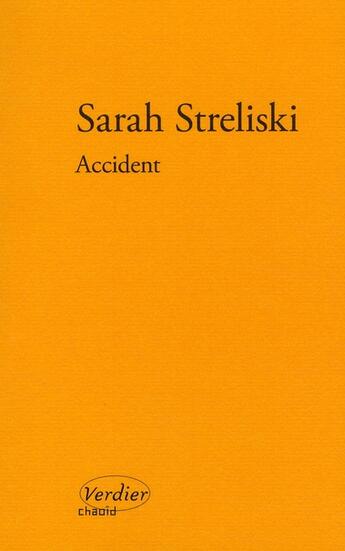 Couverture du livre « Accident » de Sarah Streliski aux éditions Verdier
