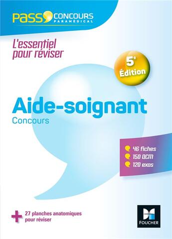 Couverture du livre « Pass'concours Tome 32 : aide-soignant - AS - entrée en IFAS ; révision et entraînement (5e édition) » de Valerie Beal aux éditions Foucher