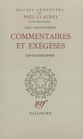 Couverture du livre « Oeuvres complètes t.28 » de Paul Claudel aux éditions Gallimard