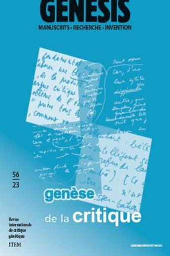 Couverture du livre « Genesis 56. genese de la critique litteraire » de Claude Coste aux éditions Sorbonne Universite Presses