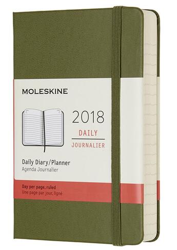 Couverture du livre « Agenda 2018 journalier poche rigide vert kaki » de Moleskine aux éditions Moleskine Papet