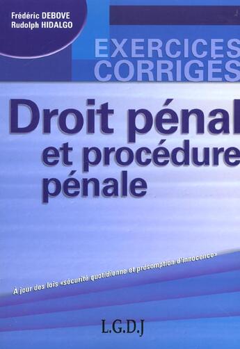 Couverture du livre « Droit penal » de Debove/Hidalgo aux éditions Lgdj