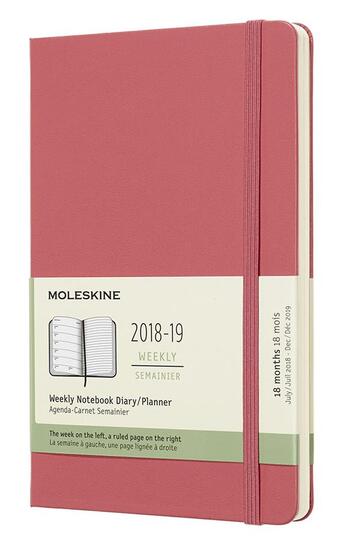 Couverture du livre « Agenda 18 mois semainier 2018 - 19 grand format rose rigide » de  aux éditions Moleskine