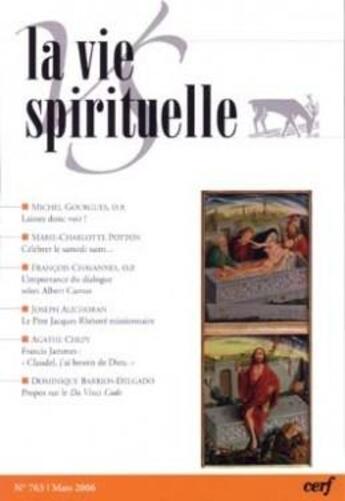 Couverture du livre « La vie spirituelle n 763 » de  aux éditions Cerf