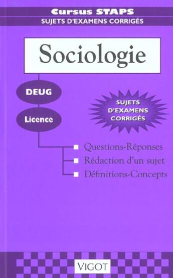 Couverture du livre « Sociologie » de Raymond Thomas aux éditions Vigot