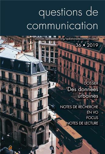 Couverture du livre « Questions de communication, n 36/2019. des donnees urbaines » de Ta Bonaccorsi Julia aux éditions Pu De Nancy