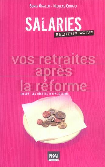 Couverture du livre « Salaries : vos retraites apres la reforme » de Corato/Orallo aux éditions Prat