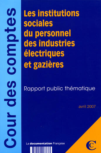 Couverture du livre « Les institutions sociales du personnel des industries électriques et gazières » de  aux éditions Documentation Francaise