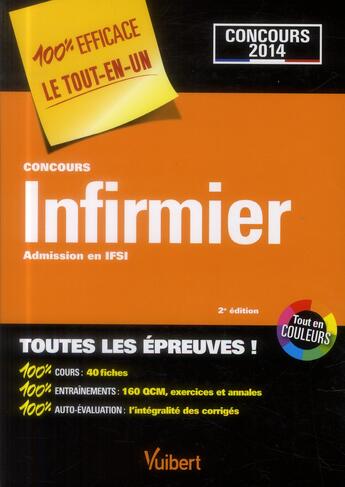 Couverture du livre « Concours infirmier ; admission en IFSI tout en un 2013-2014 (2e édition) » de  aux éditions Vuibert