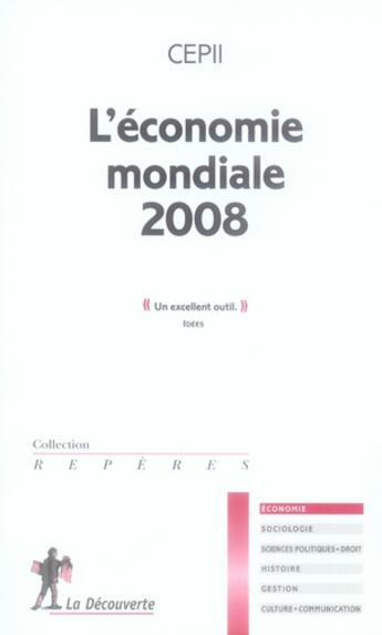 Couverture du livre « L'économie mondiale 2008 » de  aux éditions La Decouverte