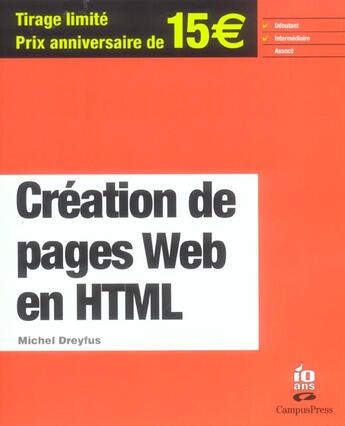 Couverture du livre « Creation De Page Web En Html » de Michel Dreyfus aux éditions Campuspress