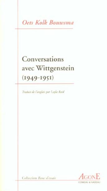 Couverture du livre « Conservations de wittgenstein avec bouwsma » de Ludwig Wittgenstein aux éditions Agone