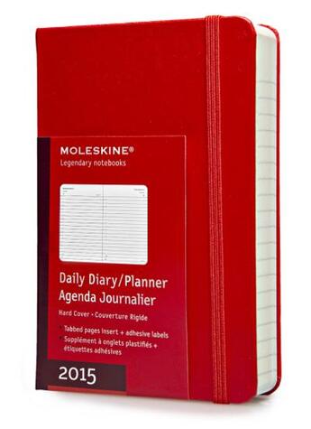 Couverture du livre « Agenda journalier 2015 poche rouge couverture rigide » de Moleskine aux éditions Moleskine Papet