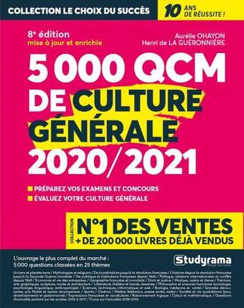 Couverture du livre « 5000 QCM de culture générale (édition 2020/2021) » de Aurelie Ohayon aux éditions Studyrama