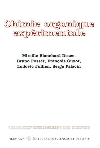 Couverture du livre « Chimie organique experimentale » de  aux éditions Hermann