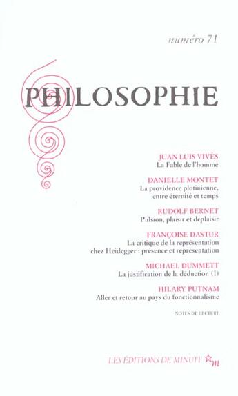 Couverture du livre « Philosophie 71 » de  aux éditions Minuit