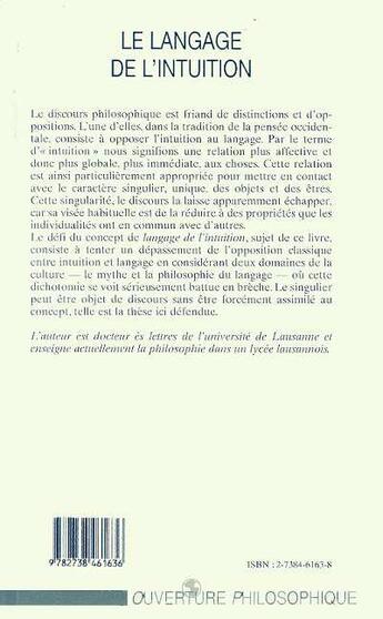 Couverture du livre « Le langage de l'intuition ; pour une épistemologie du singulier » de Gerard Hess aux éditions L'harmattan