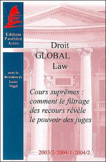 Couverture du livre « Cours supremes ; comment le filtrage des recours revele le pouvoir des juges » de  aux éditions Pantheon-assas