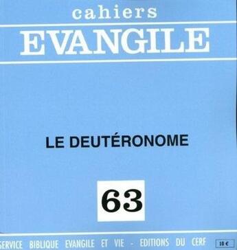 Couverture du livre « CE-63. Le Deutéronome » de Felix Garcia Lopez aux éditions Cerf